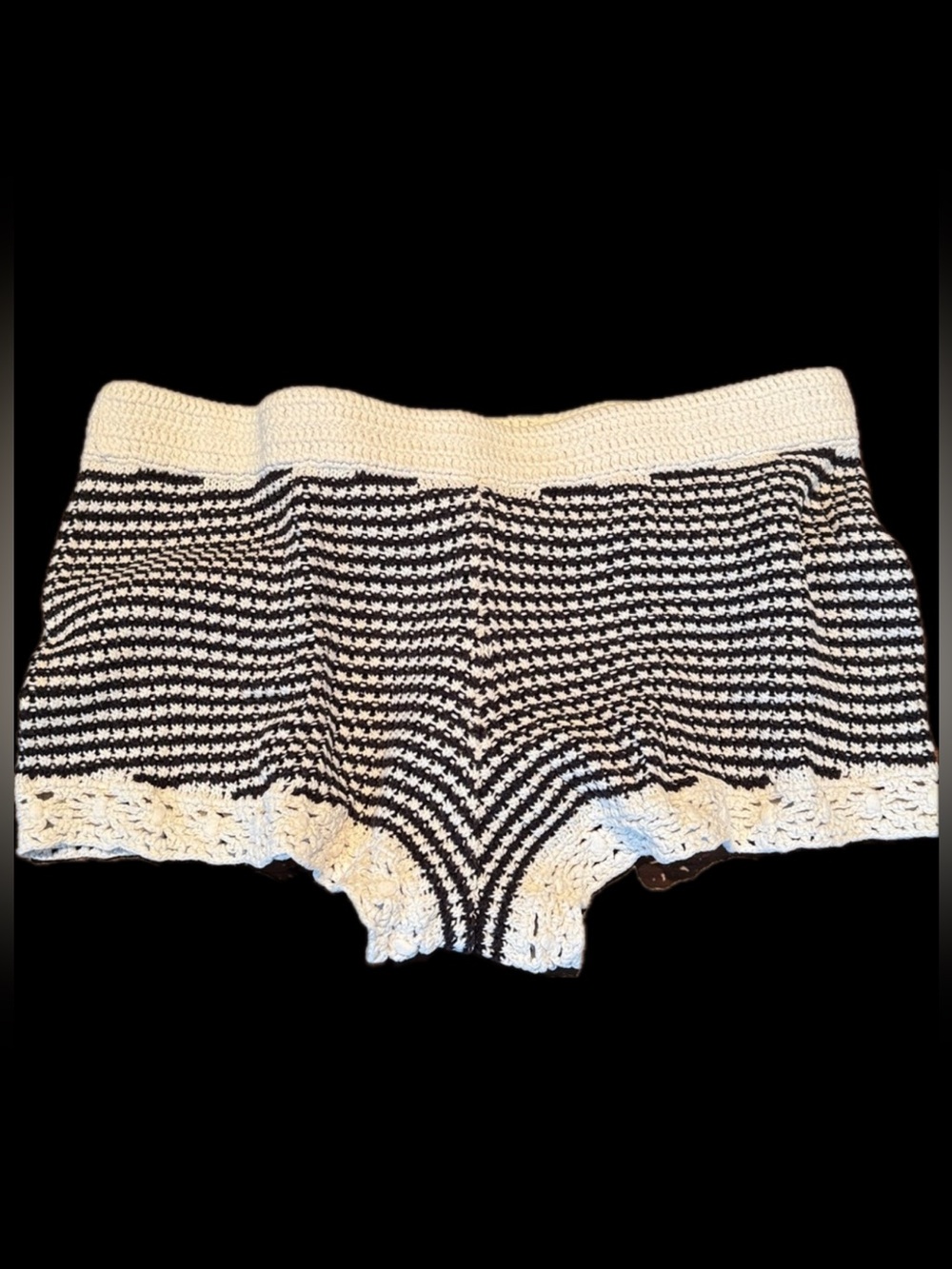 aerie American Eagle Crochet 100% COTTON Shorts Pull On IVORY BLACK S 571180774